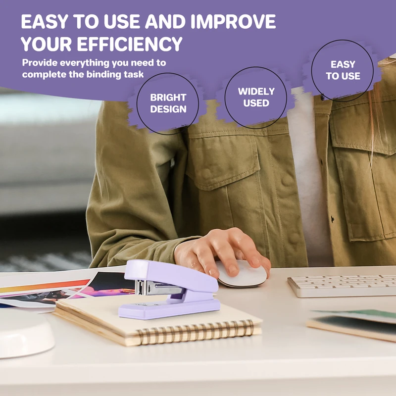 1 PCS Stapler Office Stapler For Desk Portable Durable Staplers Office Supplies (Purple)