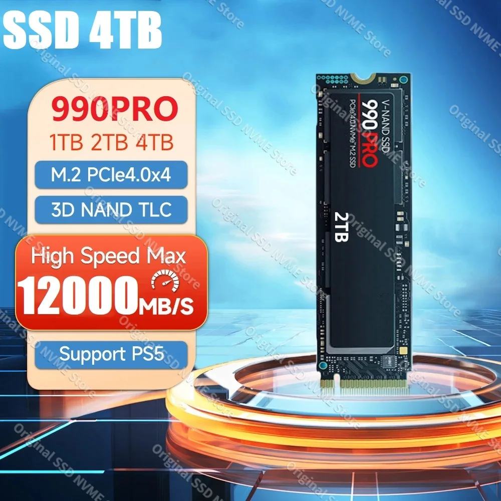

Brand New Hot 990 Pro SSD M.2 2280 1TB 2TB 4TB 8TB NVMe PCIe 4.0 Solid State Drive for PS5 PlayStation5 Computer Gaming Notebook