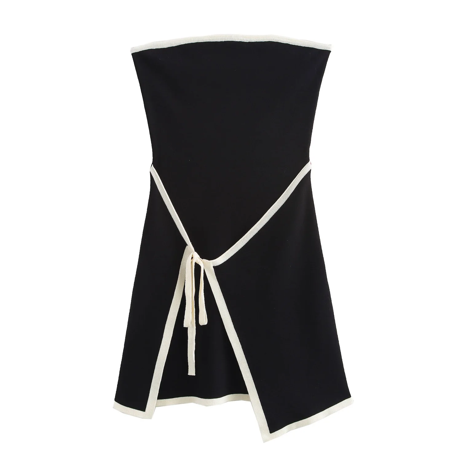 Fashion Slim Knitted Tube Top Dress Woman Contrast Color Splice Sleeveless Mini Dress Sexy Elegant Beach Holiday Dresses