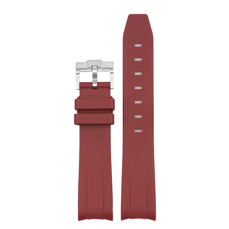 Silicone Diving Sport Watch Band - Curved End TPU Rubber Strap 20mm