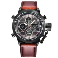 Brand Chronograph Business Watch For Men Fashion Leather Band Alarm Stopwatch Multi-function Movement Electronic Clock Black 1