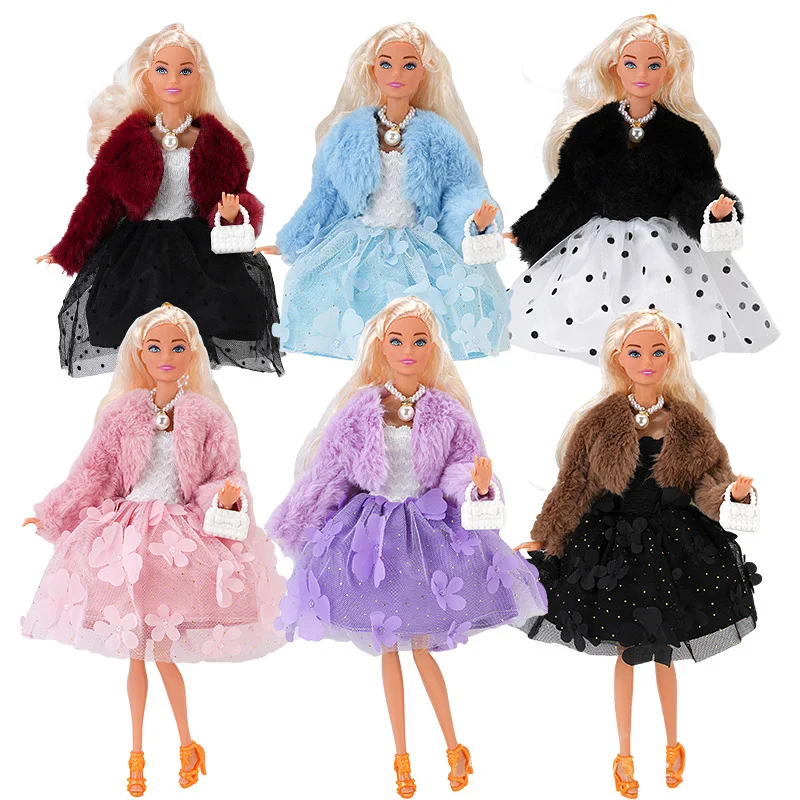 Pop Doll Clothes&Accessories Set Plush Coat Shoes For 11.5Inch Barbiees&BJD Doll Skirt Clothing Accessories Girl's Toys Gifts