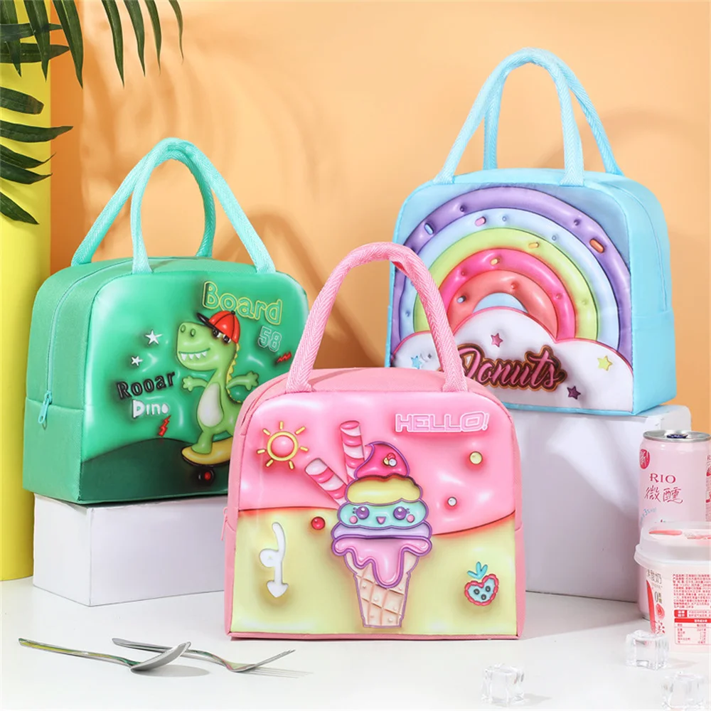 Kids Lunch Bag for School Portable Thermal Pouch Children Cartoon Insulated Bags Cooler Bento Pouch Dinner Container Handbags