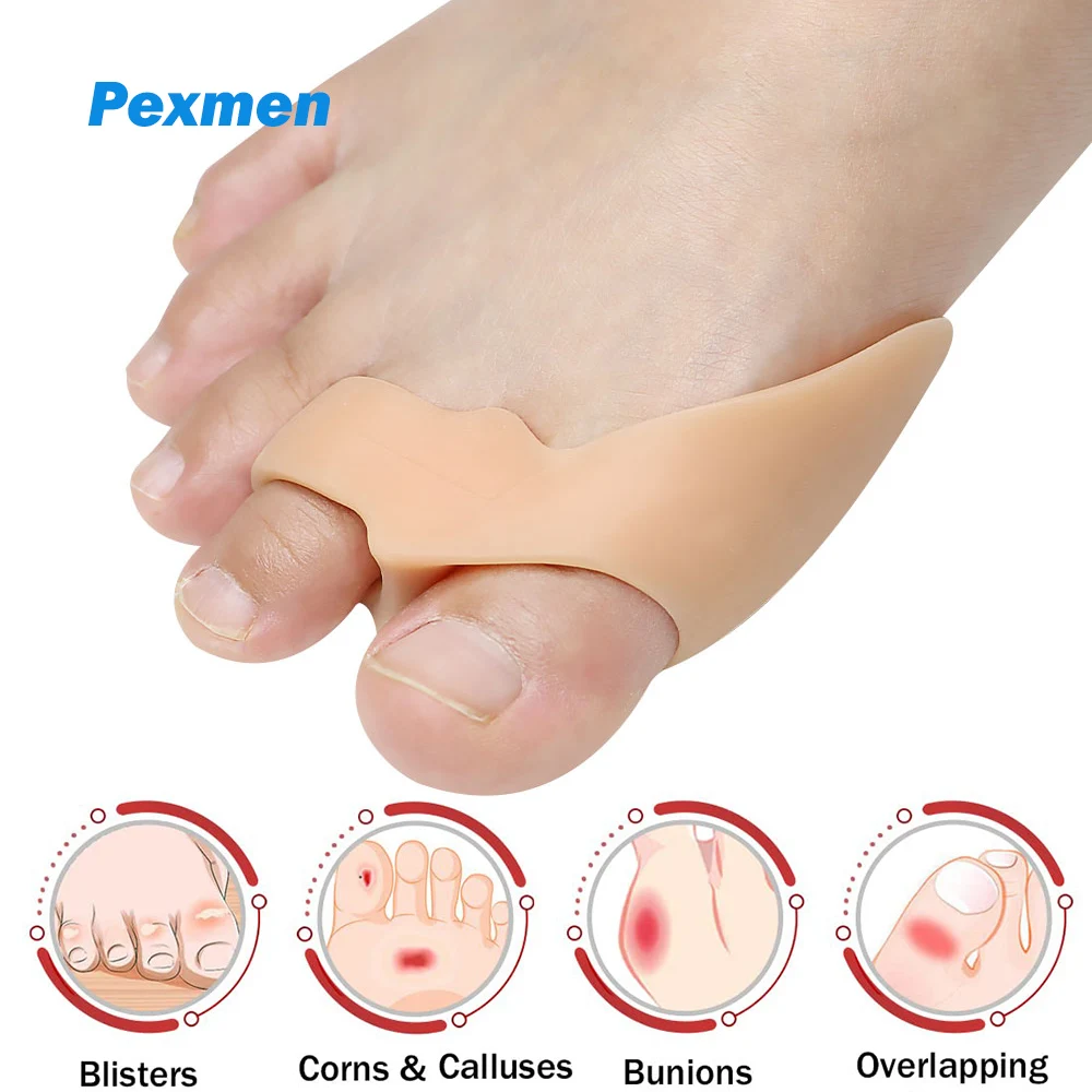 Pexmen 2Pcs Gel Upgraded Bunion Cushions Protectors Bunion Pad Toe Spacer set Bunion Corrector with Separator for Big Toe