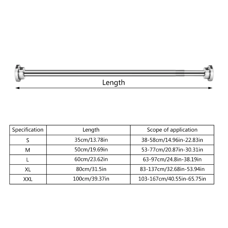 Convenient & Easy to Install Curtain Rod Extendable Tension Rod Functional & Practical for Window Bathroom Closet