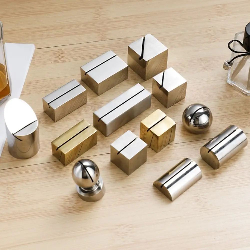 Display Stand Stainless Steel Card Holder Solid Funny Number Sign Holder Creative Label Menu Card