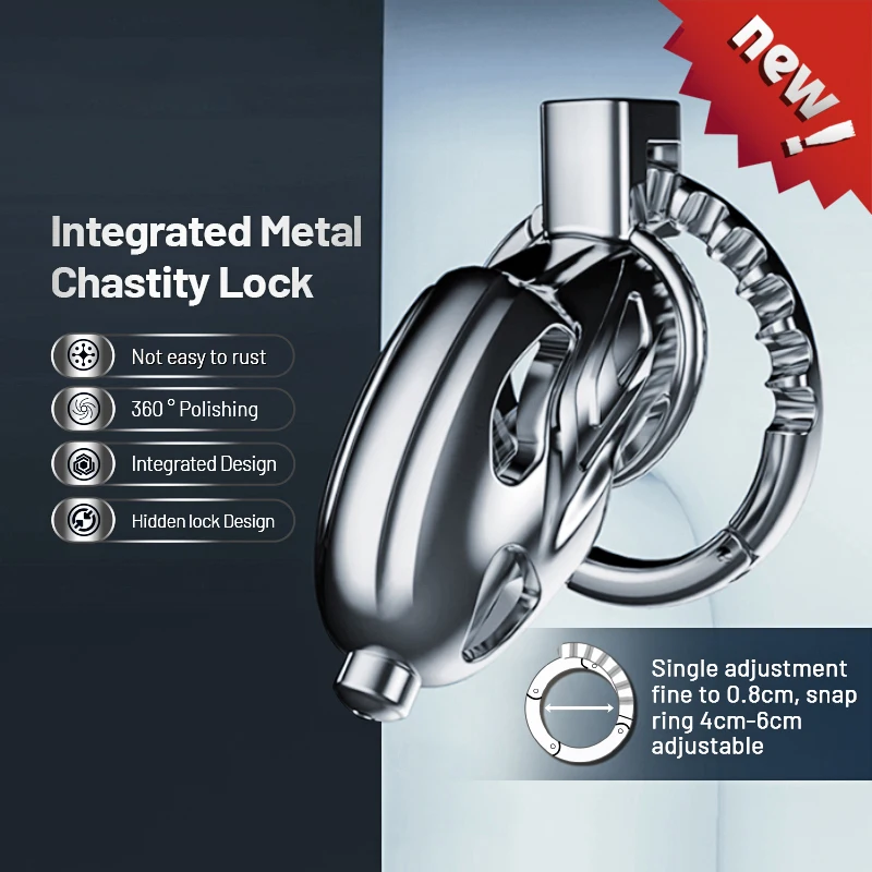 Penis Chastity Cage New Upgrade One-Piece Adjustable Snap Ring Metal Chastity Cage Men's CB Cock Cage SM Aluminum Alloy Urethra Lock Device Toy