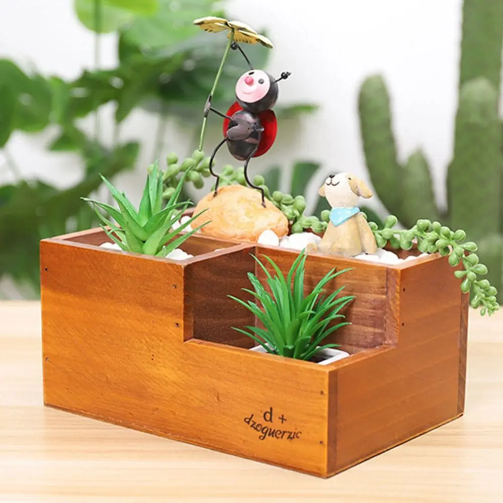 Description Picture 6 of itemHigh Quality Multifunctional Succulent Flowerpot Wooden Vintage Storage Box Jewelry Display Pallet Bonsai Holder Pen Container