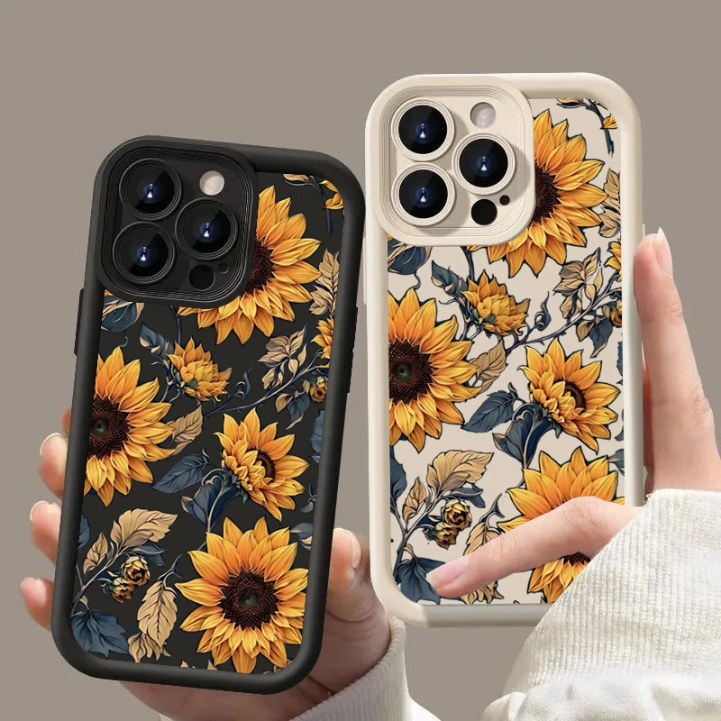 Sunflowers Printed Matte Phone Case - Soft Bumper Cover with Vibrant Floral Design