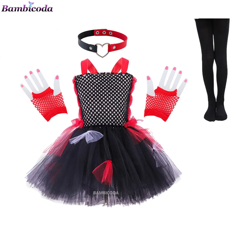 

Scary Zombie Kids Halloween Costume Set Black Red Vampire Girls Tutu Princess Dress Tulle Dresses Halloween Children Clothing