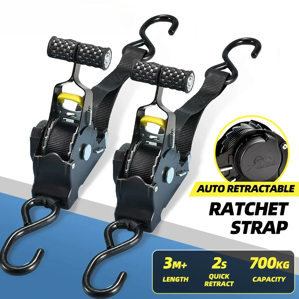 Auto Straps For Cargo Tape Retractable Belts For Load Luggage Strap Ratchet Tensioner Belt Motorcycles Ratchet Strap Car