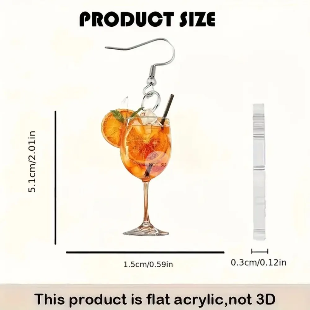Fruit Drink Earrings Fruit Design Earrings Beer Festival Wine Glass Orange Juice Earrings 2D Flat Design Earrings Women Party Jewelry Gift For Friends