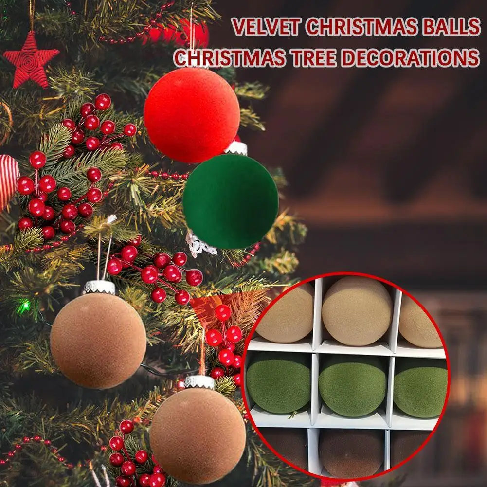 12Pcs Velvet Christmas Balls Bulk Flocked Christmas Tree Ball Ornaments  Plastic Balls Xmas Decorative Hanging Ornaments - AliExpress