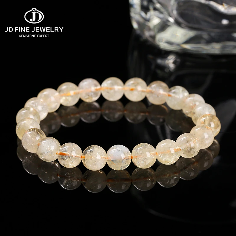 

JD 1A Natural Stone Citrine Beaded Bracelets Women Fashion Jewelry Reiki Healing Energy Bead Stretch Bangles Handmade Yoga Gift