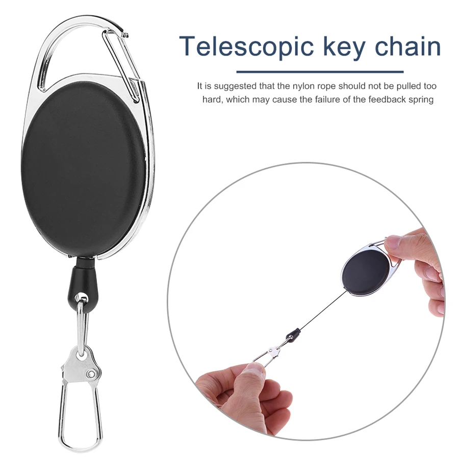

Retractable Keychain Keys Ring Retractable Card Badge Holder Recoil Ring Pull Belt Clip 1Pcs