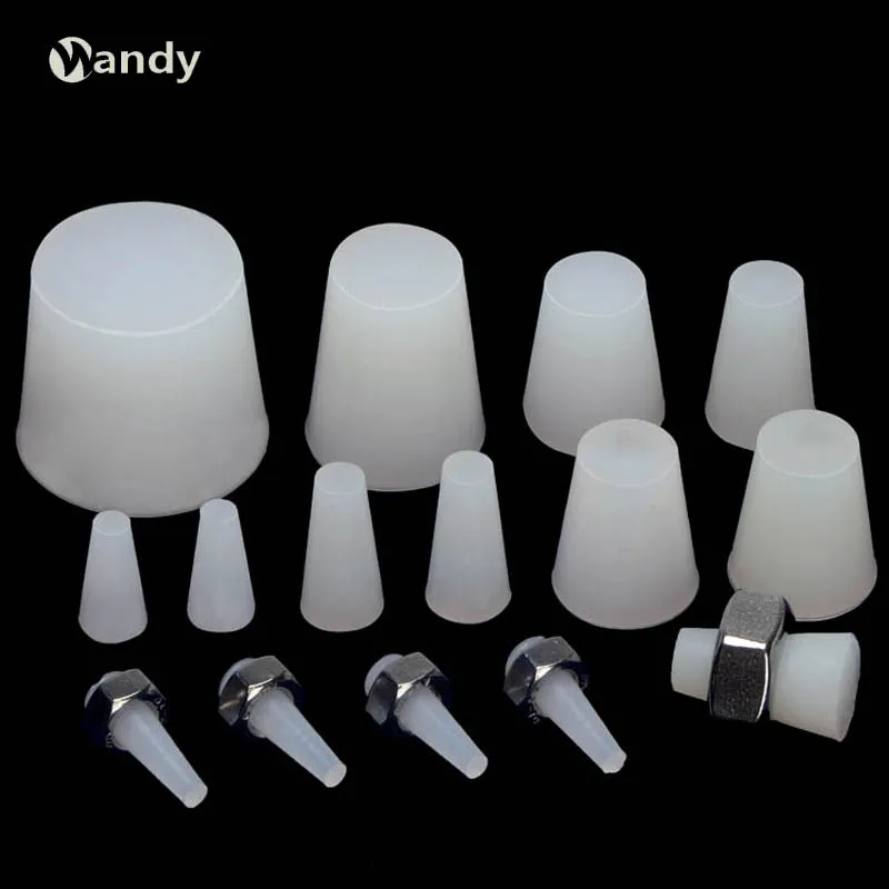 

Solid Silicone Stopper Conical Rubber Plugs White For Electroplating Oxidation Shielding Powder Coating Cover High Temp Sealing