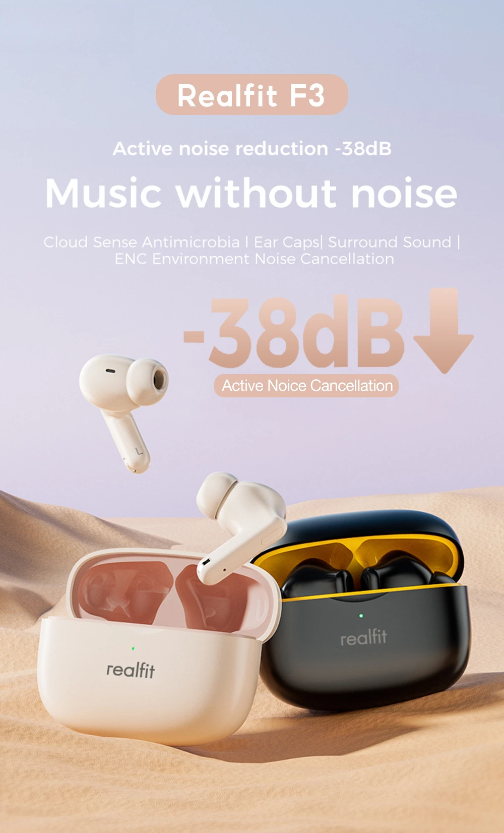 Realfit F3 ANC Active Noise Cancellation True Wireless Earbuds