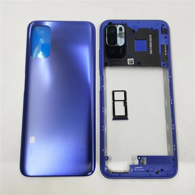 

Полный корпус для Xiaomi Redmi Note 10 5G задняя крышка аккумулятора + средняя рамка с объективом камеры + запчасти для Sim-карты