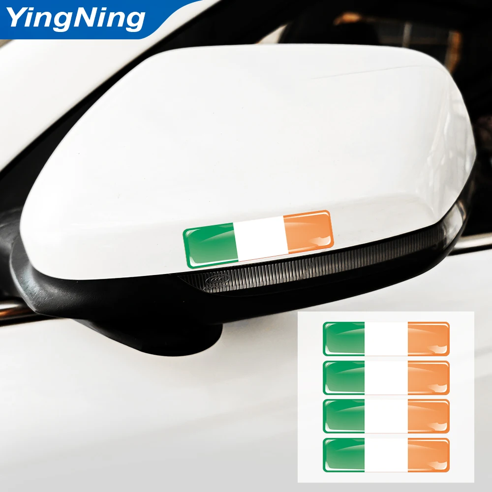 Irish Flag 3D Epoxy Resin Car Sticker Set – Stylish Auto Decoration Accessories (4-Pack)