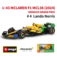 Bburago 1:43 2024 Mclaren Monaco MCL38 F1 Formula Car Die Cast Vehicles Collectible Model Racing Toys 1