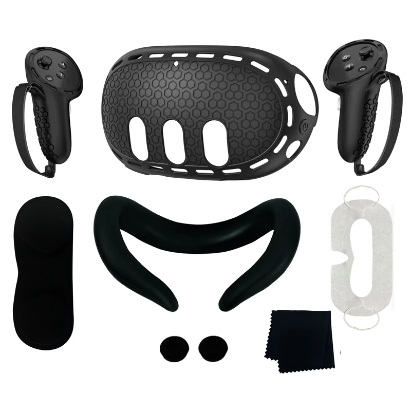 Meta Quest 3 Silicone Protective Cover Set - 7-in-1 VR Accessory Kit with Anti-Leakage Nose Pad and Case Replacement