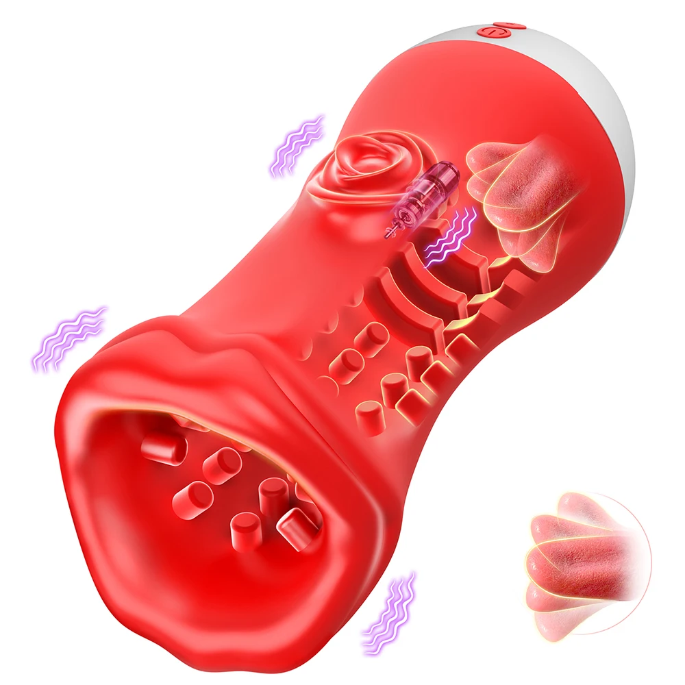 Automatische Männliche Masturbator Tasse Vibrator Zunge Lecken Blowjob Echte Vagina Tasche Pussy Penis Oral Sex Spielzeug Für Erwachsene Männer Sexshop 1