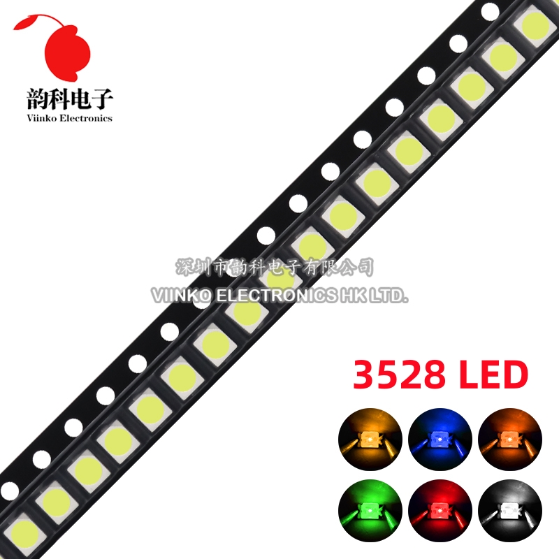100pcs 3528 1210 SMD LED White Red Blue Yellow Green Orange Warm White Pink Purple RGB Light Emitting Diode