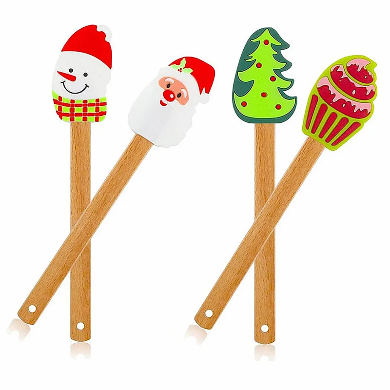 

Christmas Series Silicone Cake Cream Spatula with Wooden Handle Non-stick Butter Batter Mixing Scraper Pastry Baking Tools
