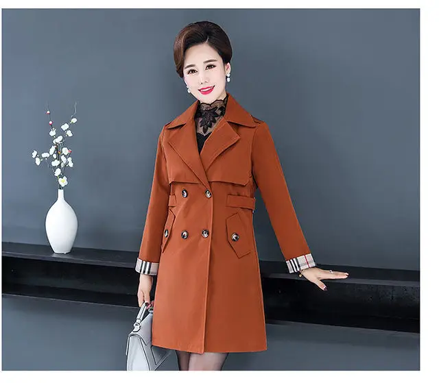 long black puffer Middle-age Elderly Spring Autumn Coat 2022 New Women Autumn Mid-length Trench Coat Women Loose Plus Size 5XL Windbreaker Jacket down coats & jackets