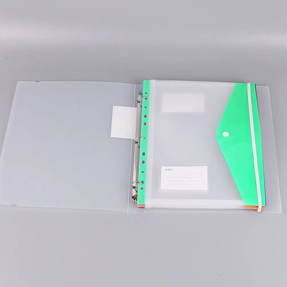 6 pcs Colorful Plastic Binder Folders Clear 11 Holes Punched Pockets A4 Snap Closure Binder Pocket School