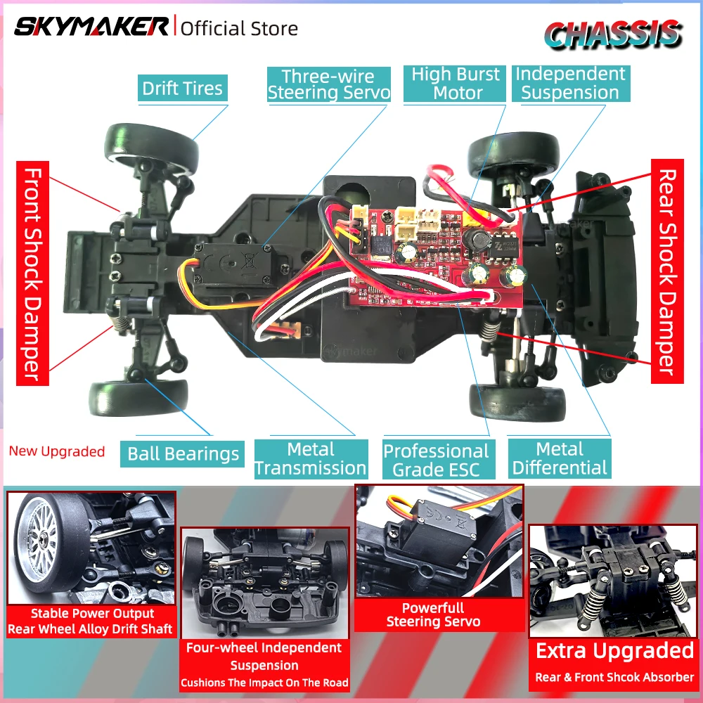 Skymaker LDRC LD1804 1/18 RC Drift Car MX5 2.4GHz RWD with ESP Gyroscope on-Road LED Lights Full Scale RC Cars Children Toy Gift 4