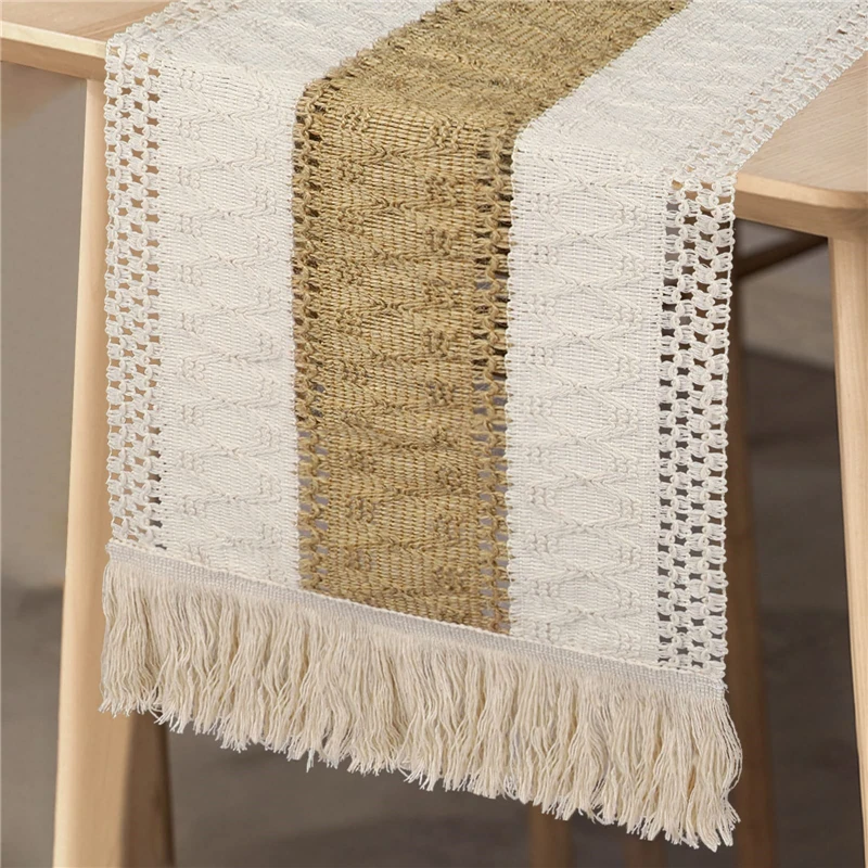 Macrame Table Runners Natural Burlap Linen Cotton Boho Table Runner
