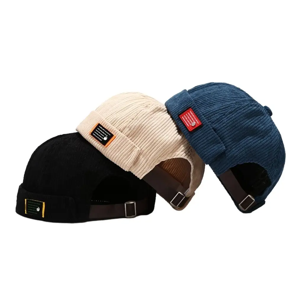 1pc Vintage Beanie Hats Spring Autumn Landlord Hat Streetwear Hip Hop Brimless Hat Corduroy Docker Cap Street Wear beanie hats