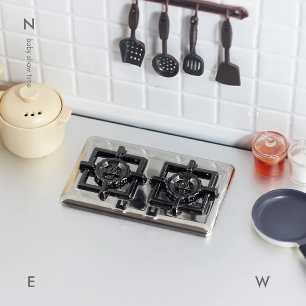 

Mini Gas Dual Stove Home Scene Doll House Accessories Model Kitchen Simulation Mini Gas Dual Stove Decoration Accessories