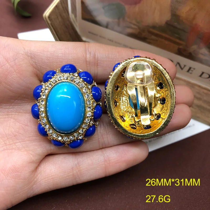 European and American retro palace colored gems Earrings