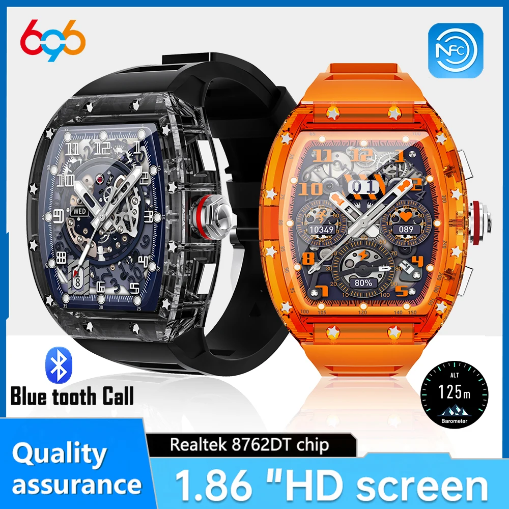 

New 1.86" Fashion IP68 Waterproof Blue Tooth Call Smart Watch Sports Fitness Heart Rate Blood Oxygen Watches Music Smartwatch