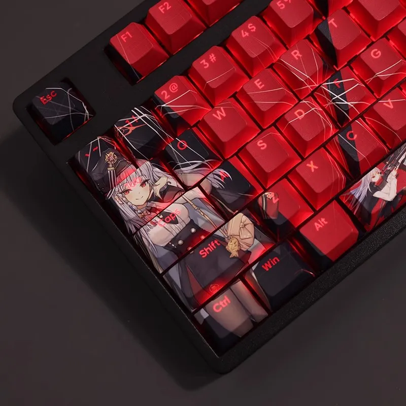 Anime Gaming Tampas de Teclado Arquivo Azul Kurodate Haruna Keycap Pbt Backlit Ansi 61 87 104 108 Teclas por Conjunto - Imagem 5