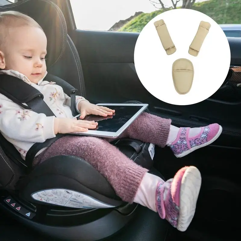 Kid Car Seat Strap Cover Set Soft Seat Belt Cover Shoulder Pads Safety Belt Cute Strap Pads With Crotch Pad Anti-Slip