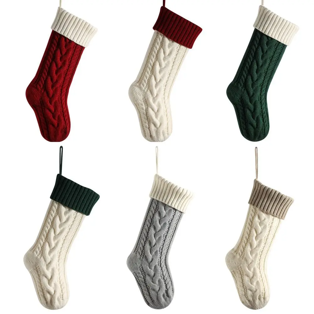

Вязаные рождественские чулки, домашний декор, детская Подарочная сумка, приблизительно 18 дюймов/46 см, праздничные товары, запасы, сумки для хранения