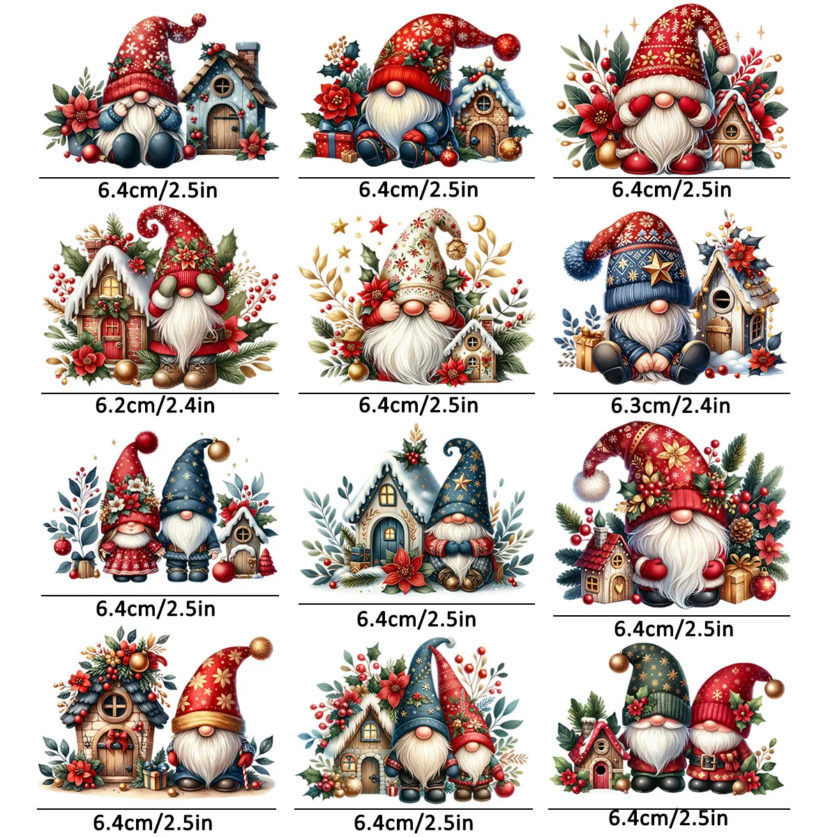 DTF Transfer Sticker for Christmas Cup Decoration 12pcs