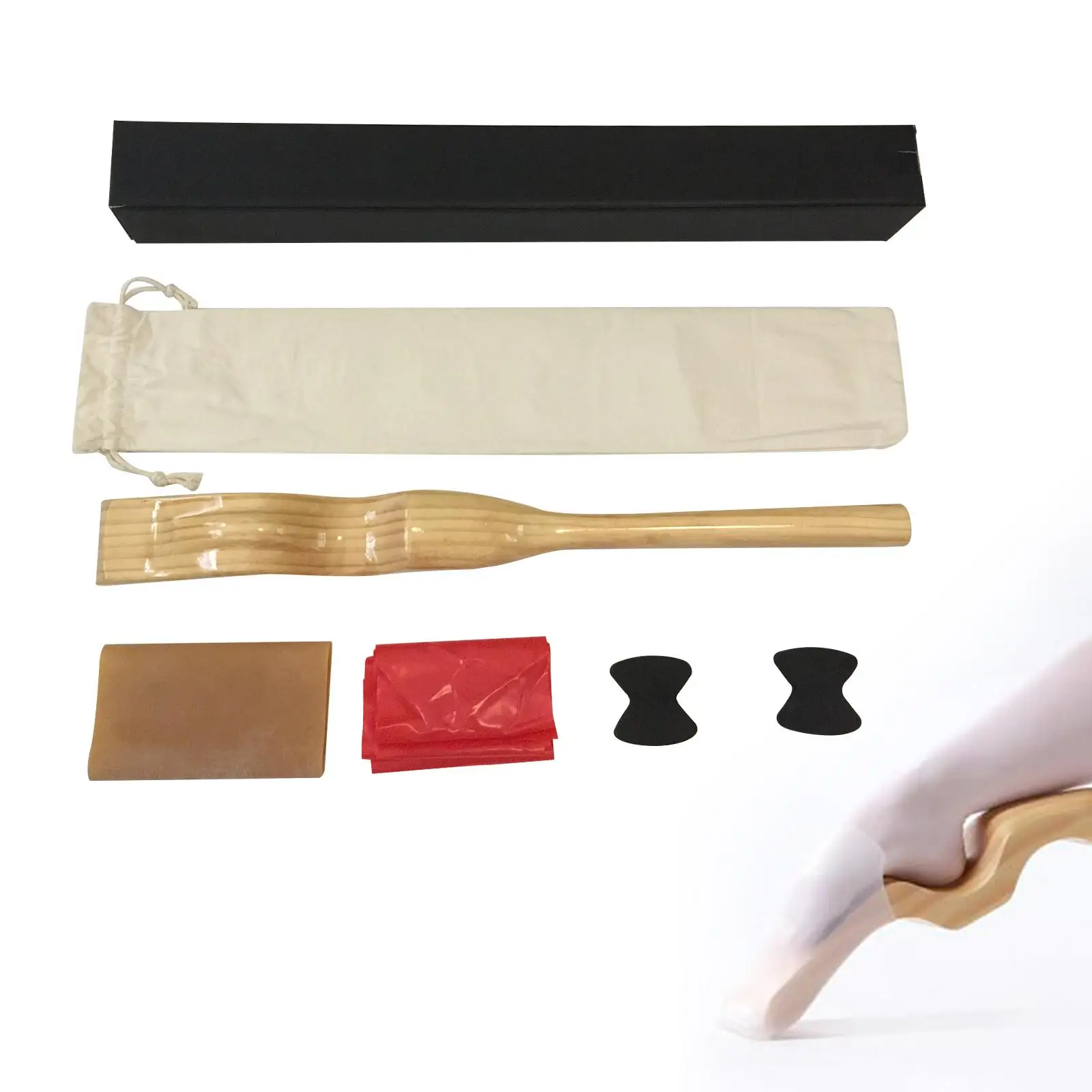 Ballet Foot Stretcher Set with Elastic Band and Carry Bag Wood Arch Enhancer for Yoga People Latin Pilates Ballet Dancers Home