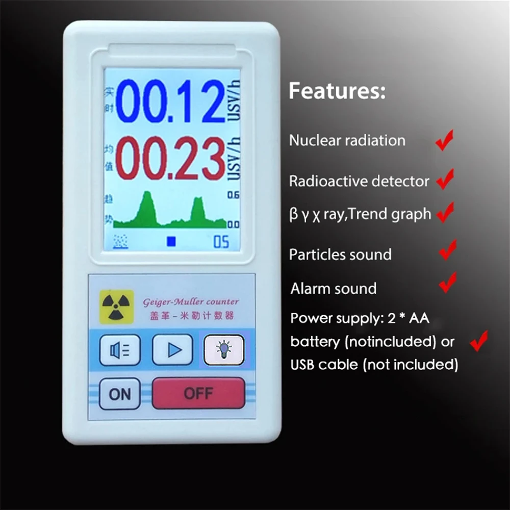 Geiger Counter Nuclear Radiation Detector Personal Dosimeter X-ray Beta Gamma Detector LCD Radioactive Tester Marble Tools Radiation Detector Geiger Counter