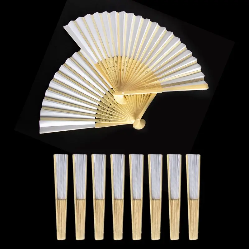 

5pcs White Foldable Paper Fan Personalised DIY Handheld Fans Birthday Party Baby shower Decoration for Guest Wedding Party Gifts