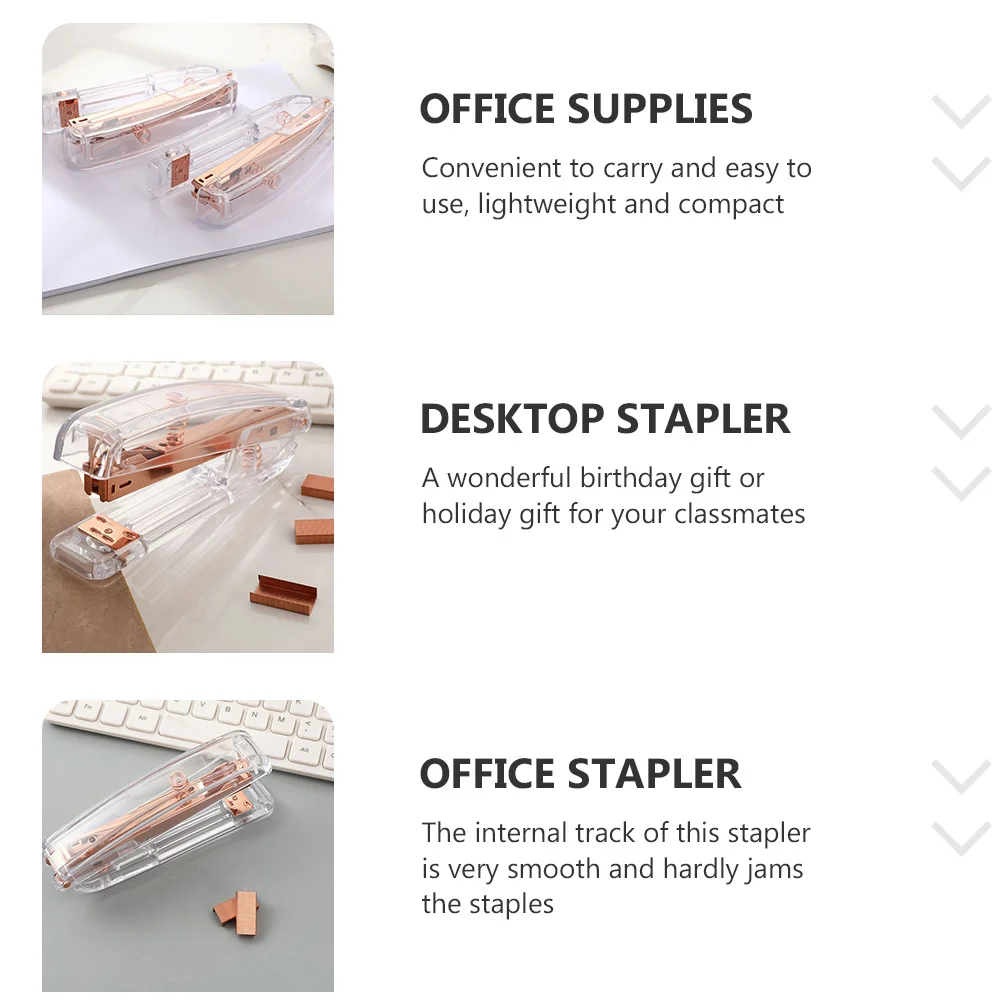 1Pc Transparent Stapler Practical School Stapler Paper Binding Machine Stapling Tool