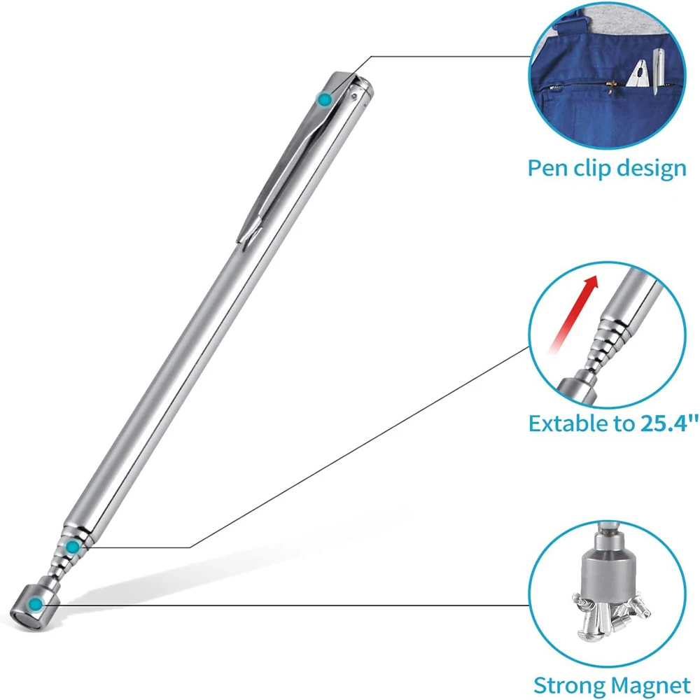 1pc Telescoping Extendable Magnet Pen Magnetic Rod Pickup Tool Retractable Car Repair Machinery Maintenance Garage Workshop Tool