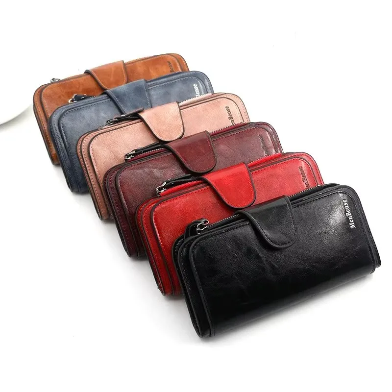 Women's Wallet Made of Leather Wallets Three Fold VINTAGE Womens Purses Mobile Phone Purse Female Coin Purse Carteira Feminina 2