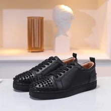 Luxury Designer Breathable Multiple Models Red Sole Rivets Shoes For Men Low Top Flats Loafers Women Casual Board Brand Sneakers