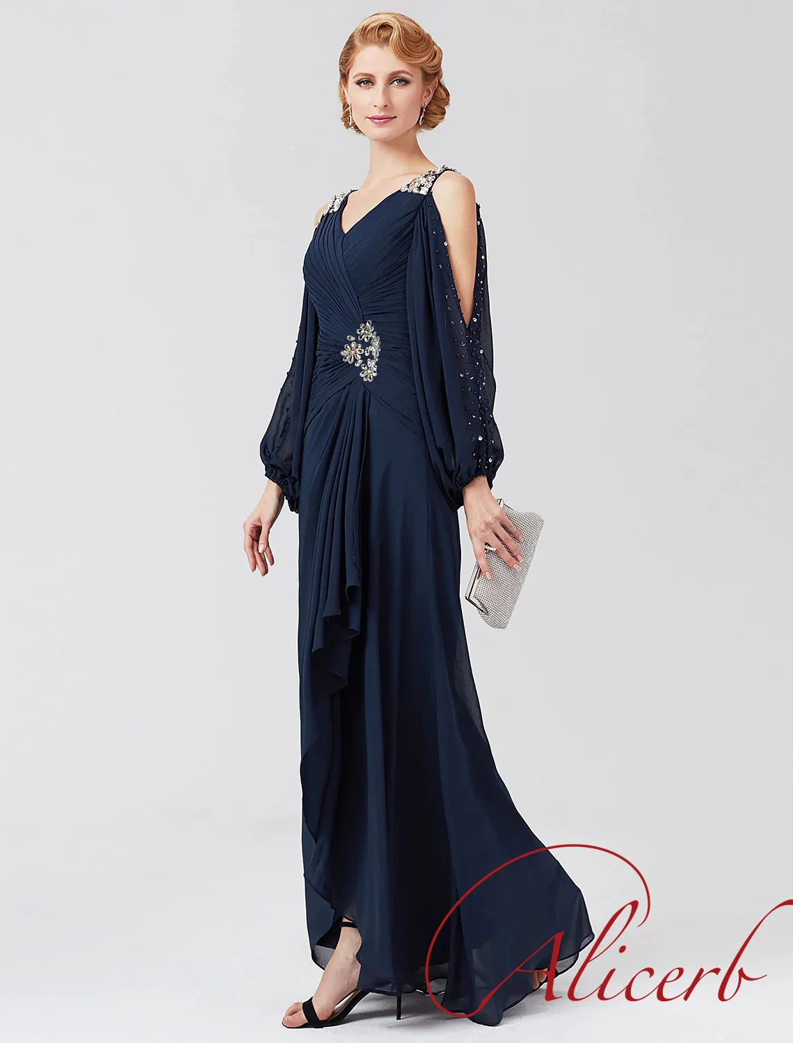 Elegant A Line V Neck Mother of the Bride Dress With Beading Pleat Luxury Wedding Guest  Floor Length Prom Evening Mother Gowns