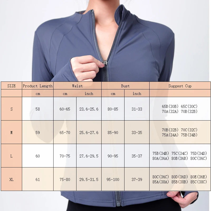 Sports Jacket Pockets Full Zip Up Long Sleeve Top 4018
