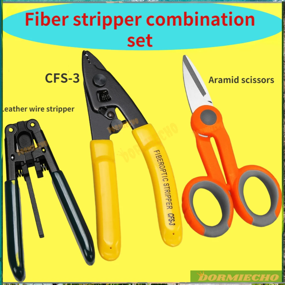 

3 Packs Fiber Optic Tool Kit There Hole Pliers Stripper And Fiber Optic Stripper CFS-3 And Kevlar Aramid Scissors Free Shipping